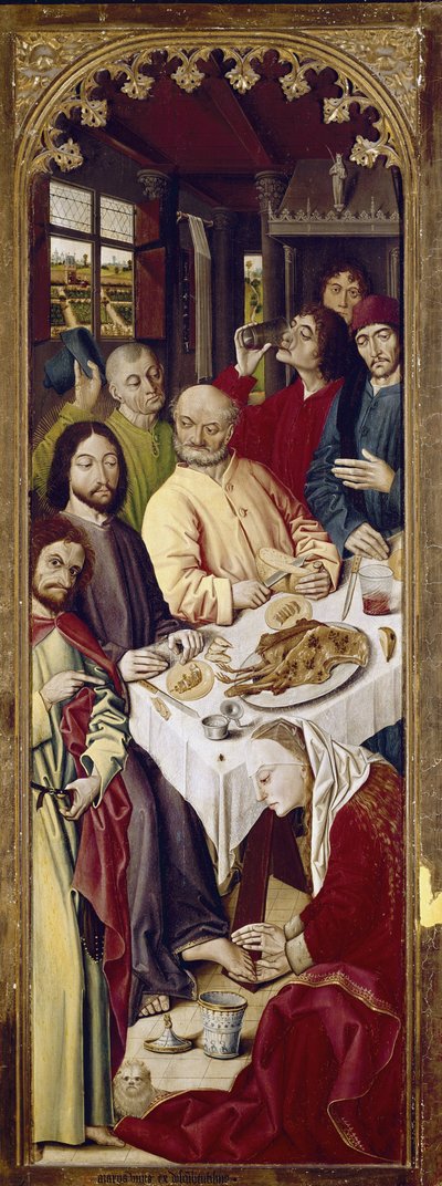 Tríptico: María Magdalena lavando los pies de Jesús (panel derecho) de Nicolas Froment