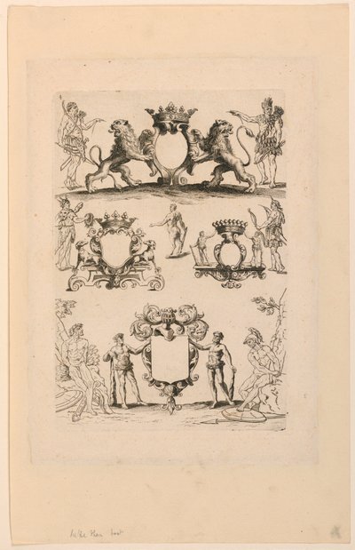 Diseño para escudo de armas, de "Livre de Cartouches" de Nicolas Guerard