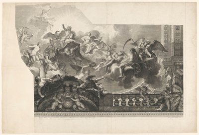 Pintura de techo con asamblea de dioses (lámina 2) Plafond du Milieu de la Grande Gallerie du Palais Royal (título sobre objeto) de Nicolas Henri Tardieu