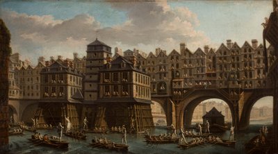 Marineros justando, entre el Pont Notre Dame y el Pont-Au-Change, París de Nicolas Jean Baptiste Raguenet