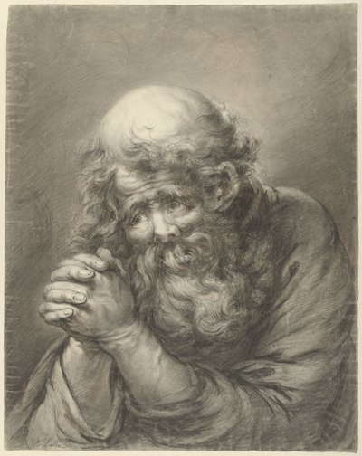 Anciano con barba y manos cruzadas de Nicolas Joseph Delin