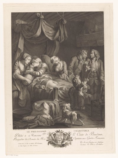 Mujer con bebé dando a luz, rodeada de otras figuras Le Philosophe Charitable (título sobre objeto) de Nicolas Joseph Voyez