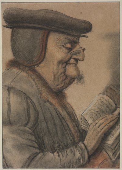 Hombre Mayor Leyendo un Libro, primera mitad de 1600s de Nicolas Lagneau