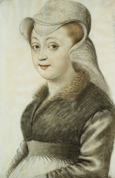 Retrato de una joven, medio cuerpo, girada a la izquierda de Nicolas Lagneau or Lanneau