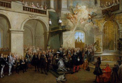 Concesión de la Orden del Espíritu Santo en la capilla de Versalles, 3 de junio de 1724 de Nicolas Lancret