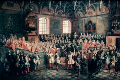 El Asiento de Justicia en el Parlamento de París, 1723 de Nicolas Lancret
