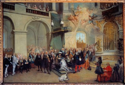 La entrega de la Orden del Espíritu Santo en la capilla de Versalles 3/06/1724 de Nicolas Lancret