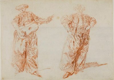 Dos Estudios de un Guitarrista con Traje Turco de Nicolas Lancret