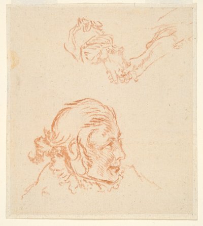 Dos estudios: Retrato de un actor y Estudio de manos de Nicolas Lancret