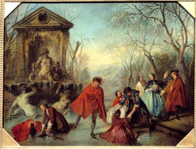 Invierno patinando en un lago congelado de Nicolas Lancret