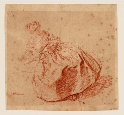 Mujer joven con abanico (dibujo) de Nicolas Lancret