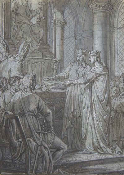 Luis III y Carlomán dan a los obispos del reino la seguridad de su fidelidad en 882 de Nicolas Lejeune