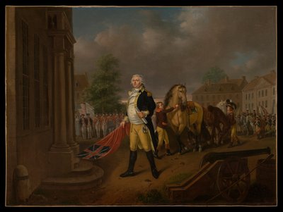 General Humphreys Delivering the Standards llevado en Yorktown al Congress Hall (Filadelfia) de Nicolas Louis Albert Delerive
