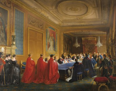 Luis Felipe (1773-1850) recibiendo la Orden de la Jarretera de manos de la reina Victoria en 1844 de Nicolas Louis Francois Gosse