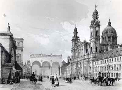 Palacio Real, Sala de Mariscales e Iglesia de los Teatinos en Múnich, primera mitad del siglo XIX de Nicolas Marie Joseph Chapuy