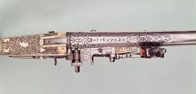 Pareja de pistolas de presentación de pedernal con montura de plata, tradicionalmente regaladas por Napoleón I a su hermano José Bonaparte al recibir éste la corona de España, probablemente en 1808. Fabricadas por Nicholas Noel Boutet, Versalles. de Nicolas Noel Boutet