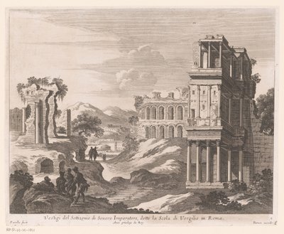Vista de las ruinas del Settizonio Vestigi del Settizonio di Severo Imperatore (título sobre objeto) de Nicolas Perelle