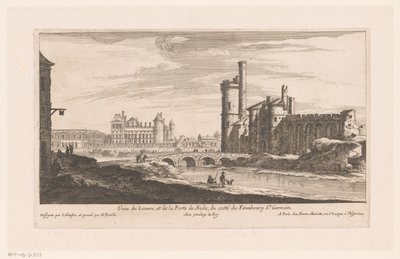 vista del louvre Veue du Louvre et de la Porte de Nesle (...) (título sobre objeto) de Nicolas Perelle