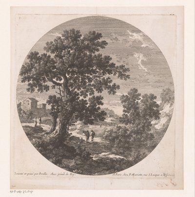 Paisaje con árboles y andadores. de Nicolas Perelle