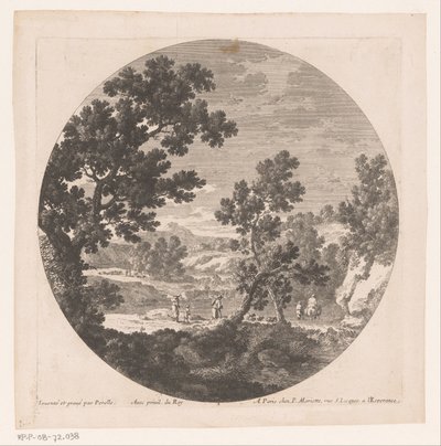 Paisaje con pastores a lo largo de un río. de Nicolas Perelle
