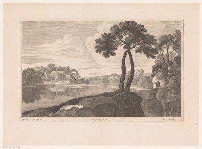 Paisaje con un monasterio en el río. de Nicolas Perelle