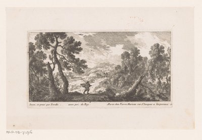 Paisaje con un hombre en una capa ondeante de Nicolas Perelle