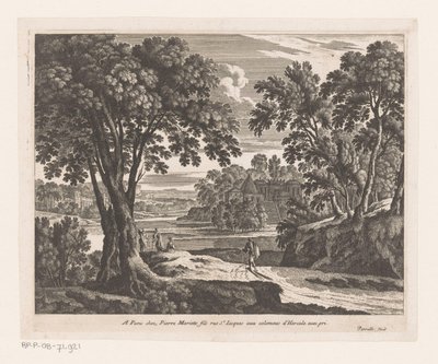 Paisaje con río y caminantes de Nicolas Perelle