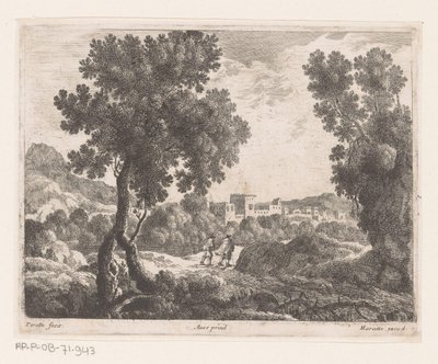 Paisaje con dos excursionistas de Nicolas Perelle