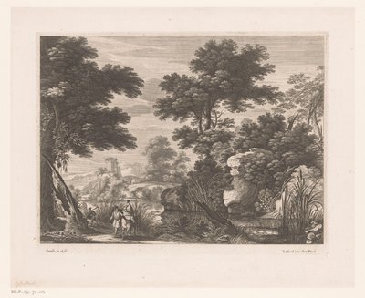 Paisaje fluvial con huida a Egipto de Nicolas Perelle