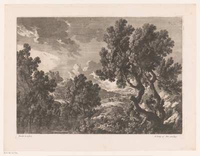 Paisaje rocoso con árboles junto al agua. de Nicolas Perelle