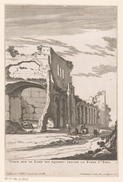 Ruinas de un acueducto en Roma Vieux Mur de Rome dit Aquaduc proche la Porte St. Paul (título sobre el objeto) de Nicolas Perelle