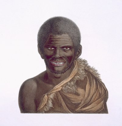 Retrato de un hombre llamado Paraberi, Tierra de Van Diemen, 1791, publicado en 1815 de Nicolas Petit