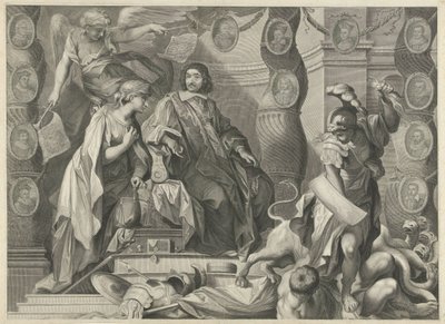 Grabado promocional de Aegidius Le Maistre (1663), parte superior de Nicolas Pitau (I)