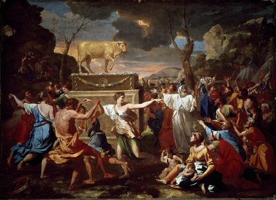 Adoración del becerro de oro de Nicolas Poussin
