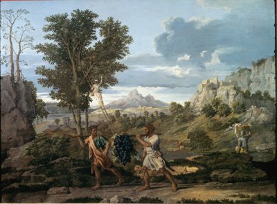 Otoño o el racimo de uvas traído de la tierra prometida / El regreso de Josué y Caleb con un gran racimo de uvas de la tierra de Canaán de Nicolas Poussin