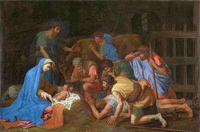 La adoración de los pastores de Nicolas Poussin