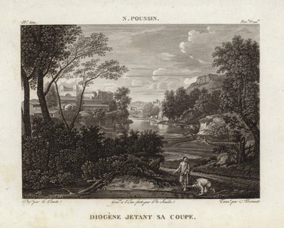 Diógenes tirando su copa de Nicolas Poussin