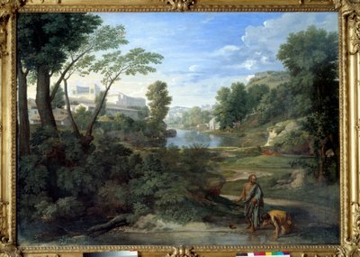 Diógenes arrojando su escudilla. Pintura de Nicolas Poussin de Nicolas Poussin