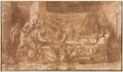 Extreme Unction (recto); Three Heads and Other Sketches (verso) de Nicolas Poussin