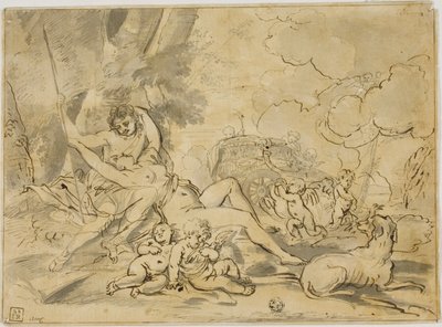Figuras, carro y perro de Nicolas Poussin