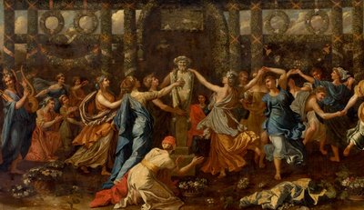 Hymenaios disfrazado de mujer durante una ofrenda a Príapo, c.1635 (óleo sobre lienzo) (detalle) de Nicolas Poussin