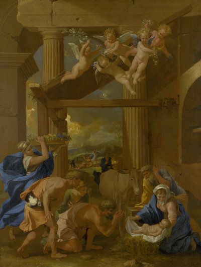 Adoración de los pastores de Nicolas Poussin