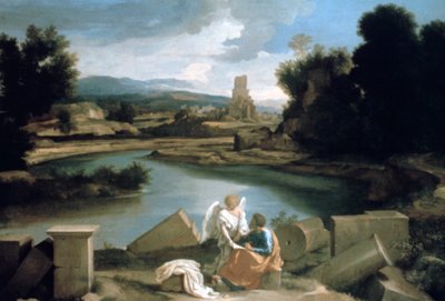 Paisaje con San Mateo y el ángel, c1645 de Nicolas Poussin