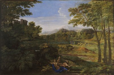 Paisaje con dos ninfas y una serpiente, ca 1659 de Nicolas Poussin