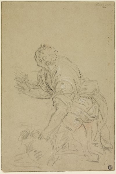 Hombre arrodillado con jarra (anverso); hombre de pie (reverso) de Nicolas Poussin