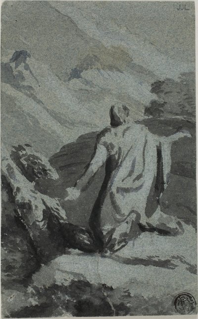 Hombre rezando en el desierto de Nicolas Poussin