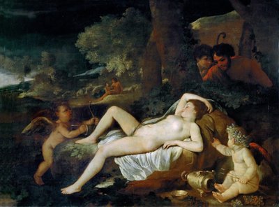 Venus descansando con cupido de Nicolas Poussin