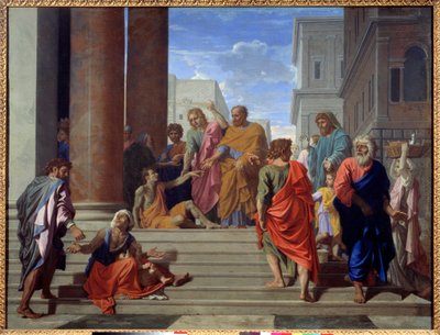 San Pedro y San Juan luchando contra los cojos de Nicolas Poussin