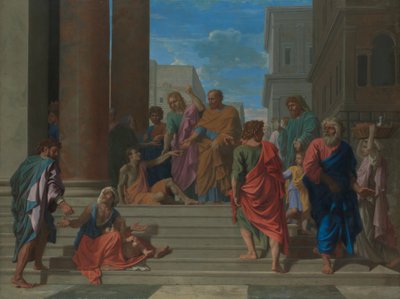San Pedro y San Juan Sanando al Hombre Cojo, 1655 de Nicolas Poussin
