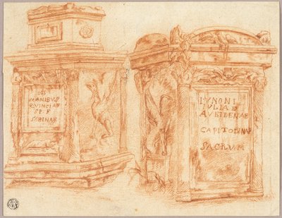 Bocetos de bases inscritas de columnas romanas de Nicolas Poussin